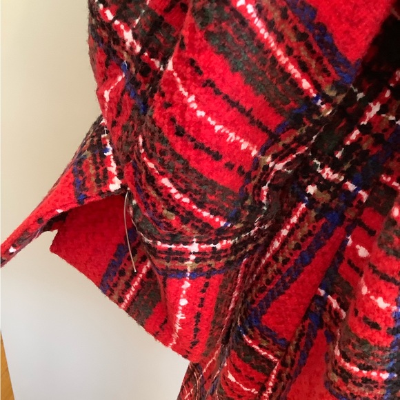 Damee Women's Size L Red Plaid Designer Dress Blazer NWOT - Picture 3 of 6